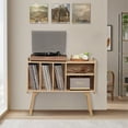 thumbnail image 6 of Record Player Stand with Charging Station Holds Up to 220 Albums, Large Turntable Stand with 4 Cabinet, Mid-Century Record Player Table for Bedroom Living Room, Natural Wood, 6 of 7