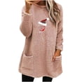 thumbnail image 1 of Pisexur Chandails en Molleton de Noël pour Femmes en Polaire Douce à Manches Longues Col Rond Imprimé Verre de Vin Rouge Chandail-Over Chaud d'Hiver avec Poches, 1 of 3