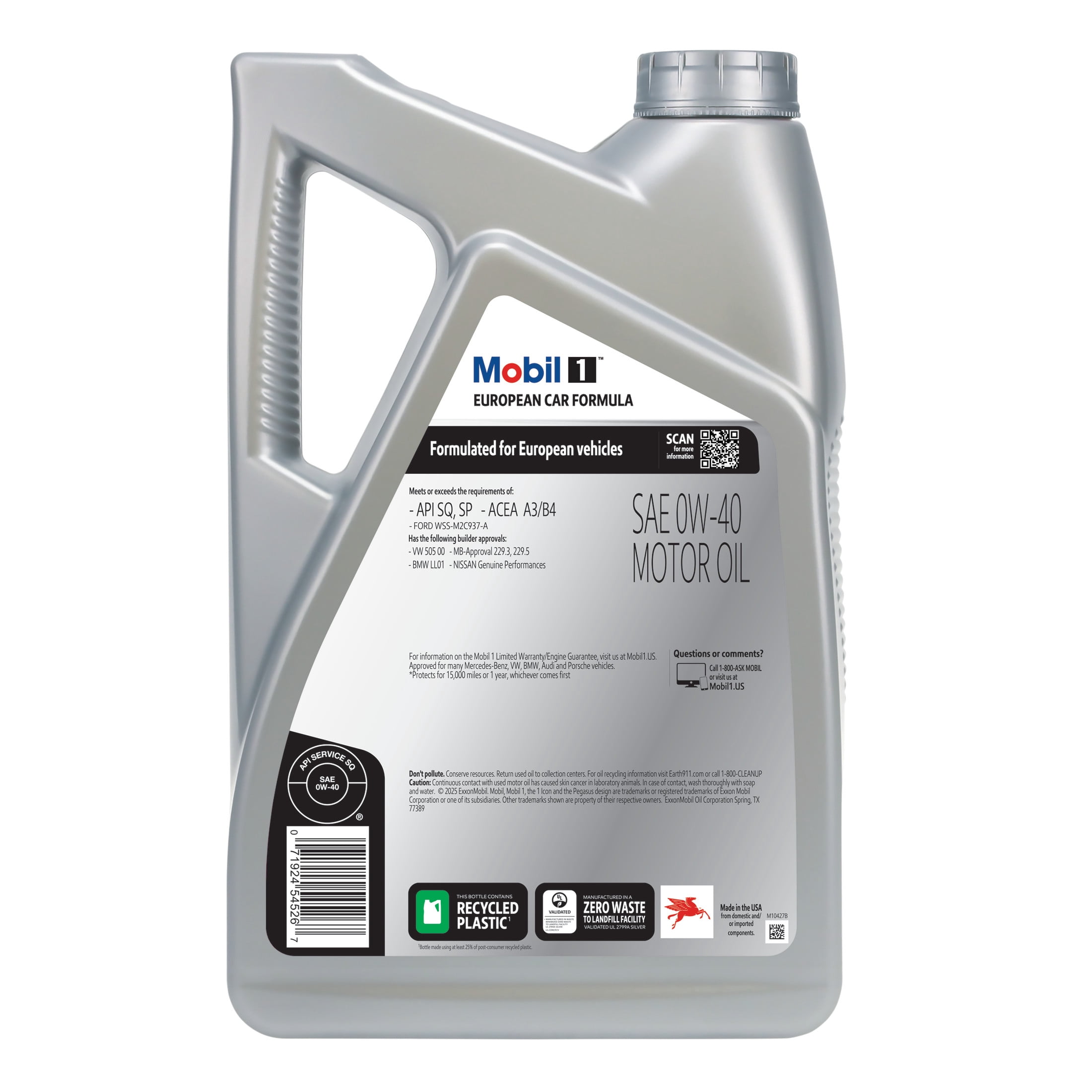 Mobil 1 FS European Car Formula Full Synthetic Motor Oil 0W-40, 5 Quart