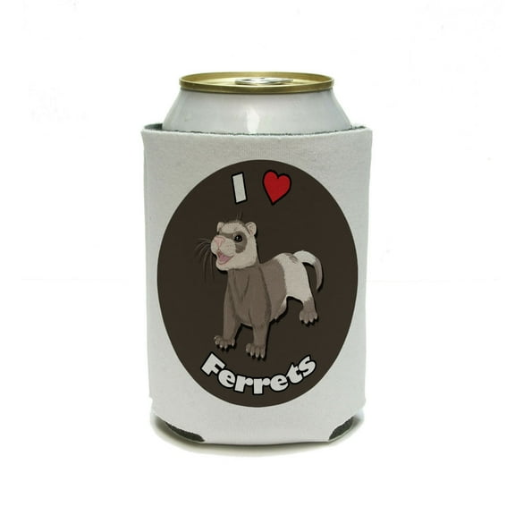 I Heart Love Ferrets - Ferret Pet Can Cooler Drink Insulator Beverage Insulated Holder