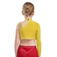 thumbnail image 2 of Manyakai Kids Girls Shiny Rhinestone Jazz Latin Modern Lyrical Dance Crop Tops Irregular Shoulder Yellow 12, 2 of 7