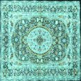 thumbnail image 1 of Ahgly Company Machine Washable Indoor Square Medallion Turquoise Blue Traditional Area Rugs, 7' Square, 1 of 4