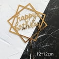 thumbnail image 2 of Langgg Square Happy Birthday Cake Topper Acrylic Insert Cake Card DIY Glitter Cupcake Smash Candle Stick, 2 of 9