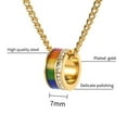 thumbnail image 2 of PAURO Unisex's Stainless Steel Rainbow Flag Pride Gays Lesbian inlay Zircon Round Pendant Necklace Black, 2 of 5