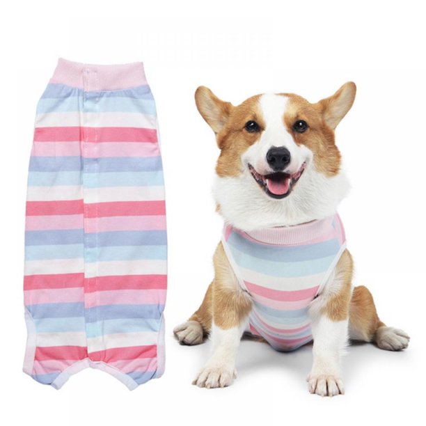 Striped Dog Recovery Suit, Dog Onesie for Surgery Pet Surgical Recovery