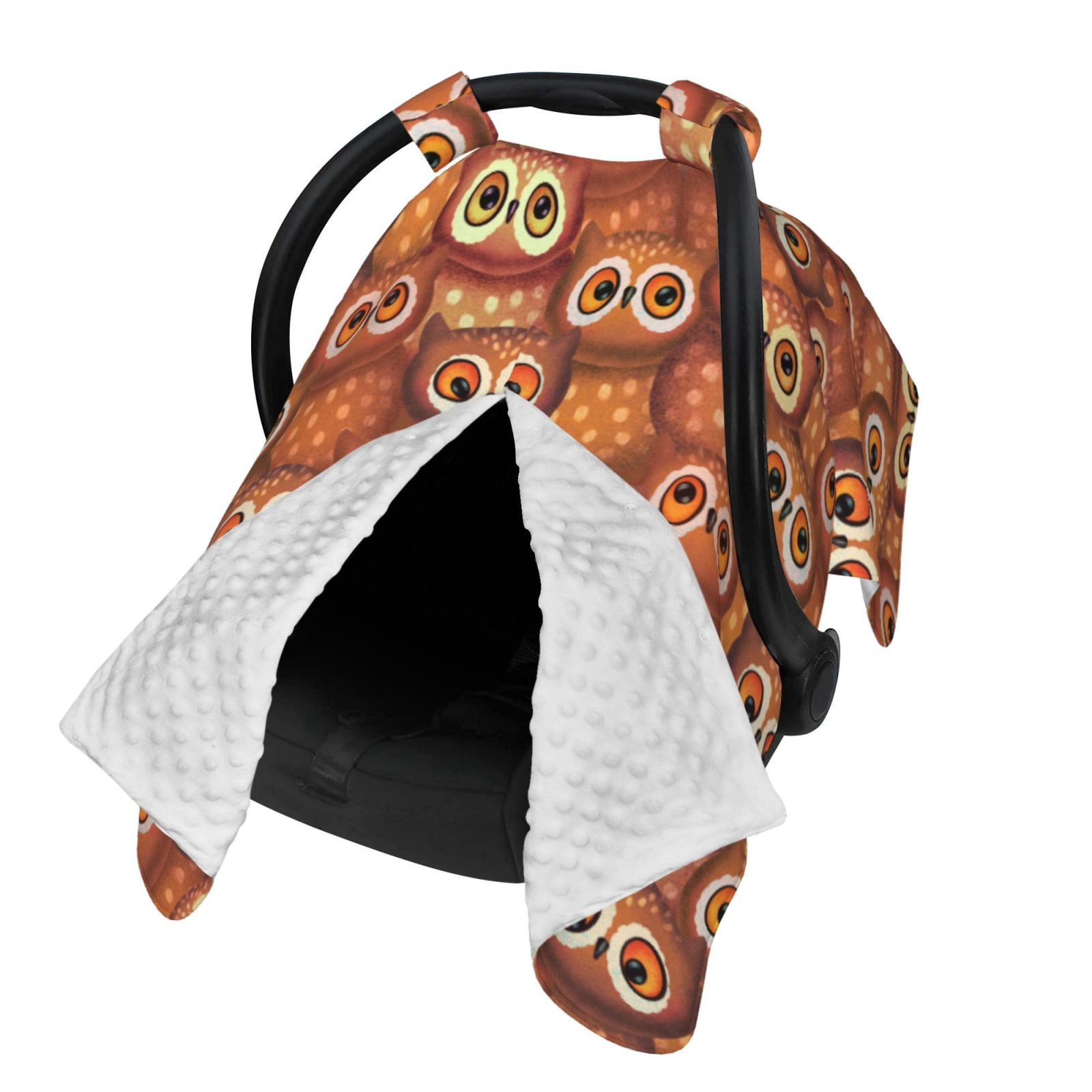 Naloa Brown Owl Baby Car Seat Cover, Breathable Baby Carrier Cover, Multiuse Baby Carrier Cover & Nursing Breastfeeding Cover