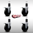 thumbnail image 2 of 5 Inch SS Hard Rubber Swivel 1-5/8 Inch Expand Stem Caster Set Total Lock Brake, 2 of 2