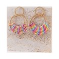 thumbnail image 5 of Raffia Hoop Earrings for Women Girls Fun Boho Summer Beach Earrings Lightweight Handmade Straw Wicker Rattan Dangle Earrings Statement Geometric Round Drop Earrings, 5 of 5