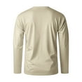thumbnail image 5 of European Business Men Loose Fit Long Sleeve T-Shirt Solid Color Open Neck Button Down Casual Comfortable Sports Top Men's Lightweight Crewneck Tee Tops, 5 of 8