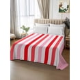 thumbnail image 2 of Red Pink Stripe Twim Size Flat Sheet, Wrinkleproof & Fadeproof Cooling Flat Bed Sheet Only, Geometric White Vertical Striped Breathable Soft Bedding Top Sheets 66 x 96 Inches, 2 of 8