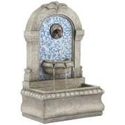 Manhasset 30 1/4 High Large Italian Outdoor Decor Blue Faux Stone Floor Fountain Waterfall Outside Garden Patio