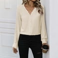 thumbnail image 1 of Tops bonitos para mujer,Blusa informal de encaje con cuello en V y manga larga para mujer, de poliéster, ligera, para uso diario, sopatenor, 1 of 8