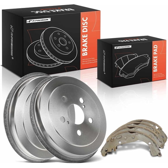 A-Premium Rear Brake Drums and Shoes Set Compatible with Toyota Corolla 2003-2008 Celica 2000-2005 Prius 2004-2008 6-PC Set