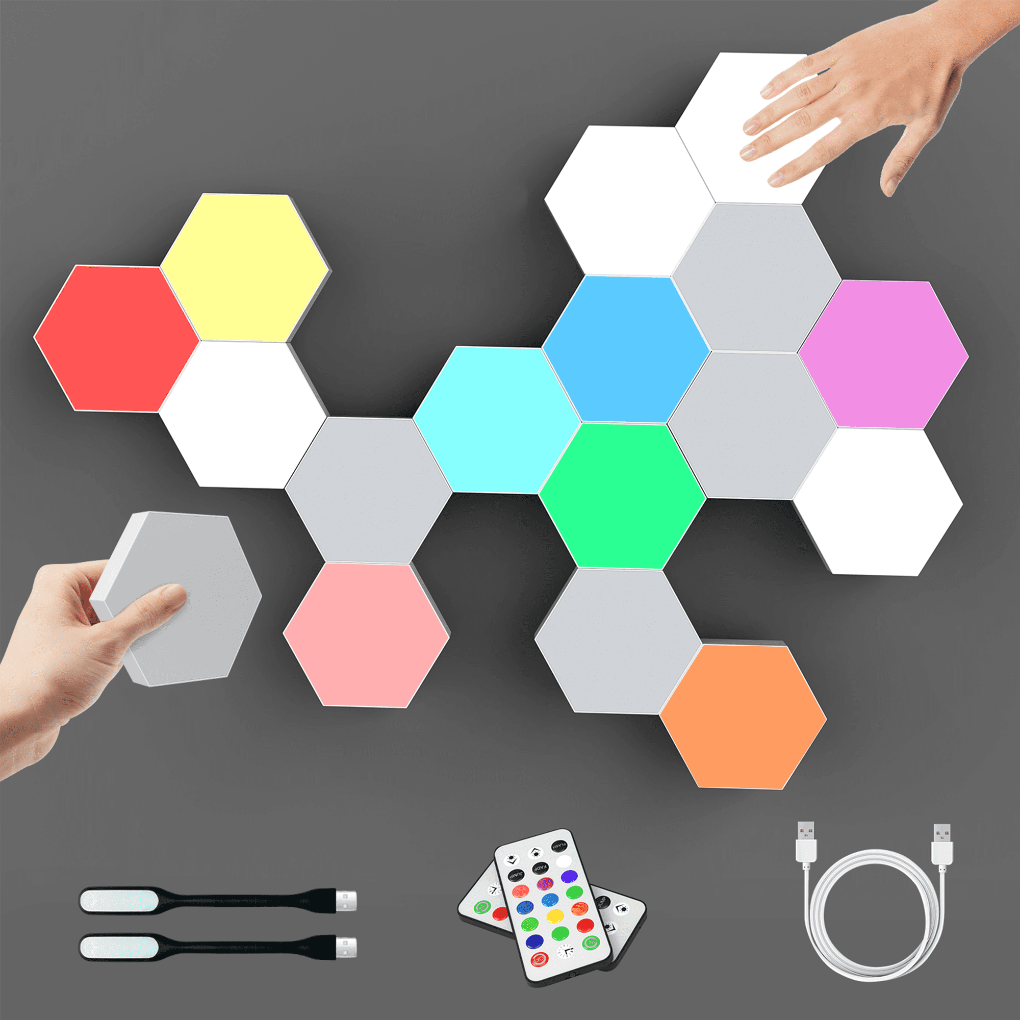 RGB LED Hexagone Lumières avec Télécommande, France