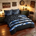 thumbnail image 2 of Manfei Grunge Blue Camo American Flag King Bedding, Patriotic Tactical Independence Day King Bed in a Bag, Black Reversible 7-Piece, 2 of 6