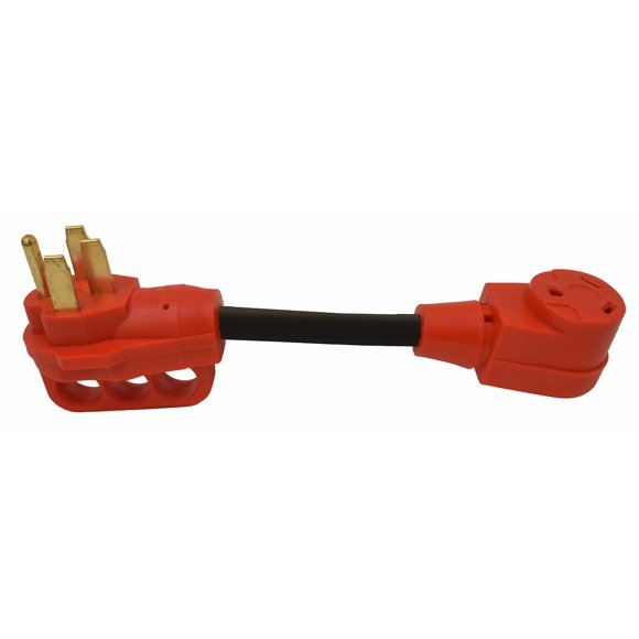 Valterra Power Cord Adapter A10-5030FHVP Mighty Cord; For Connecting RV Power Inlet To Standard Power Source; 50 Amp Male To 30 Amp Female; 50 Amp; 12 Inch Dog Bone; Non Locking; Not Waterproof