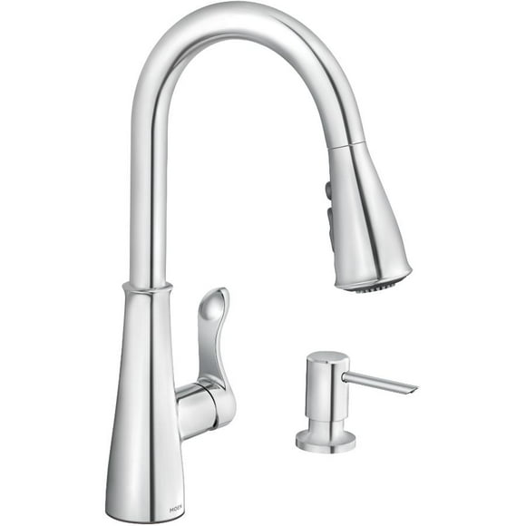 Hadley Single Handle Pull-Down Kitchen Faucet - with Soap Dispenser, Chrome