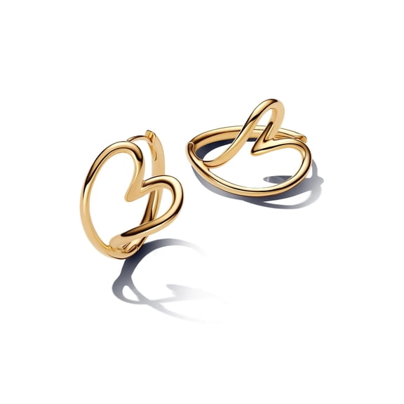 Pandora Organically Shaped Heart Hoop Earrings 14k gold plating