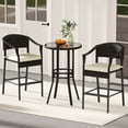 thumbnail image 1 of Costway 3 PCS Patio Rattan Bar Set Wicker Armchairs & Round Table with Tempered Glass Top, 1 of 10