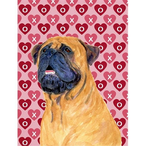 11 x 15 In. Mastiff Hearts Love And Valentines Day Portrait Flag, Garden Size