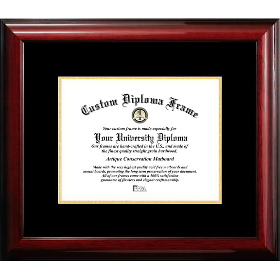 8.5x11 Classic Mahogany Certificate Frame with Black & Gold Mats