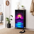 thumbnail image 6 of Vaporwave Dresser for Bedroom with 4 Storage Drawers Neon Synthwave Mountain Landscape Glowing Sun Retro Grid Water Purple Dressers Chest of Drawers Steel Framed Fabric Closet Organizers for Dorm, 6 of 8