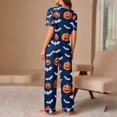 thumbnail image 4 of Halloween Pajamas Halloween Printed Short Sleeve Long Pants Pajamas for Women Set, 4 of 6