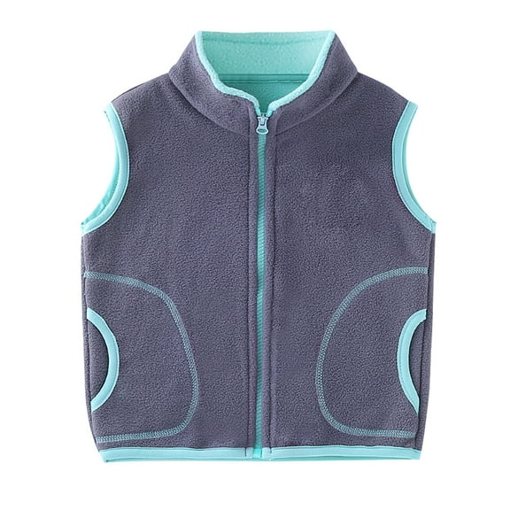 Otqutp Children's Sleeveless Vest Autumn and Winter with Thickened Warm Boys and Girls and Children's Wear Hooded Vest with Pocket(Grey,4-5 Years)