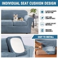 thumbnail image 5 of H.VERSAILTEX Plush Velvet 4-Piece Sofa Slipcover, Stretch Elastic Furniture Protector, Fits 98–105 Inch Extra Large 3-Cushion Couch, Stone Blue, 5 of 6