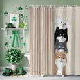 thumbnail image 3 of Shower Curtain, Japanese Cute Aquatian Dogs Waterproof Shower Curtain Set with Hooks for Bathroom Showers,Stalls and Bathtubs,36x72In Brown Striped, 3 of 9
