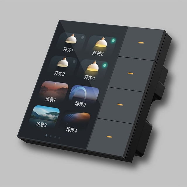 Yimiti For Tuyazigbee 3.5 Inch Smart Wall Switch Touch Screen 4 Groups Switch 8-Way,Black