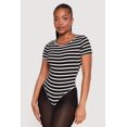 thumbnail image 2 of Women's Striped Short Sleeve Crew Neck Bodysuit, 2 of 4
