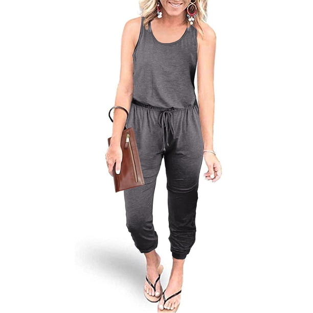 Mono Enterizo PRETTYGARDEN Sin Mangas Gris Talle S