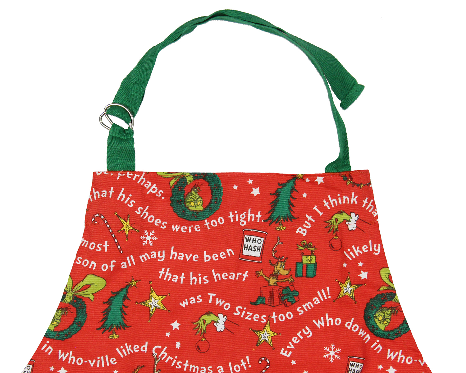 Dr Seuss's How The GRINCH Stole Christmas Storybook Icons Adult Kitchen Apron w/Adjustable Neck Strap For Baking Cooking