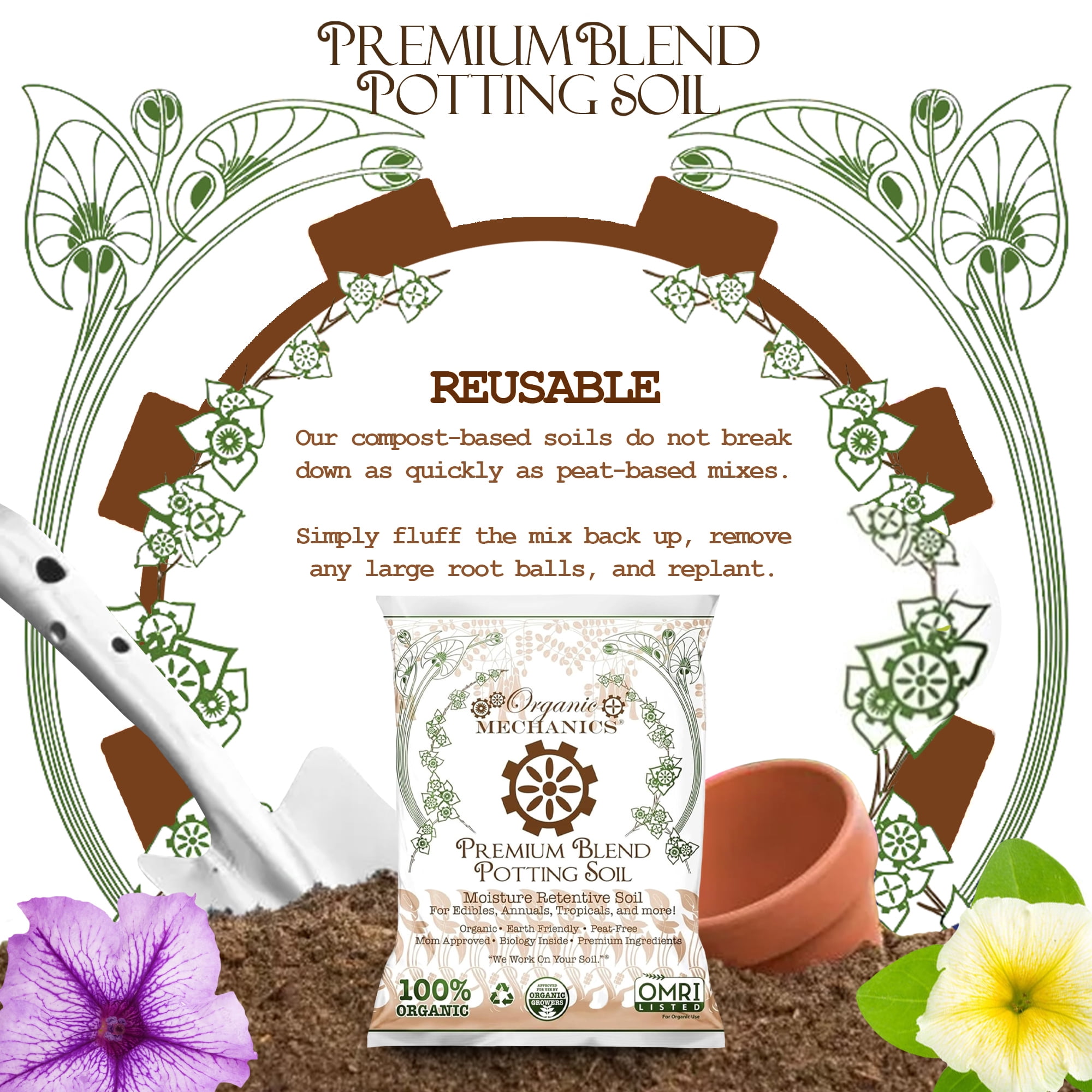 Organic Mechanics Premium Blend Potting Soil, 1 cu ft