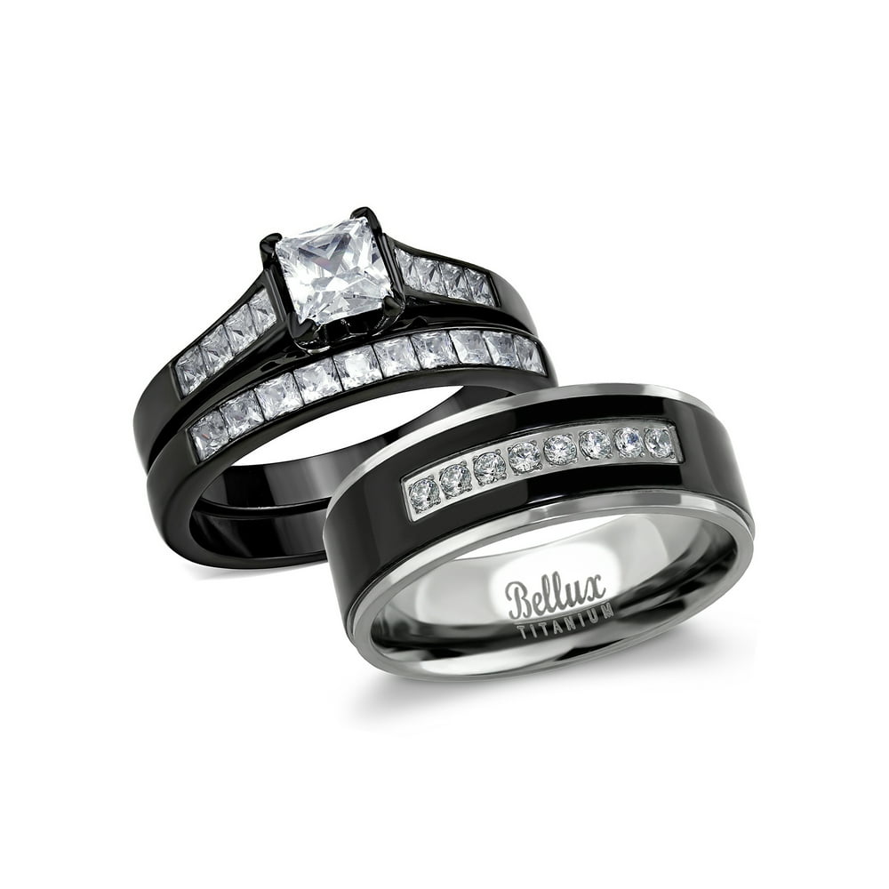 Bellux Style His and Hers Wedding Ring Sets Couples