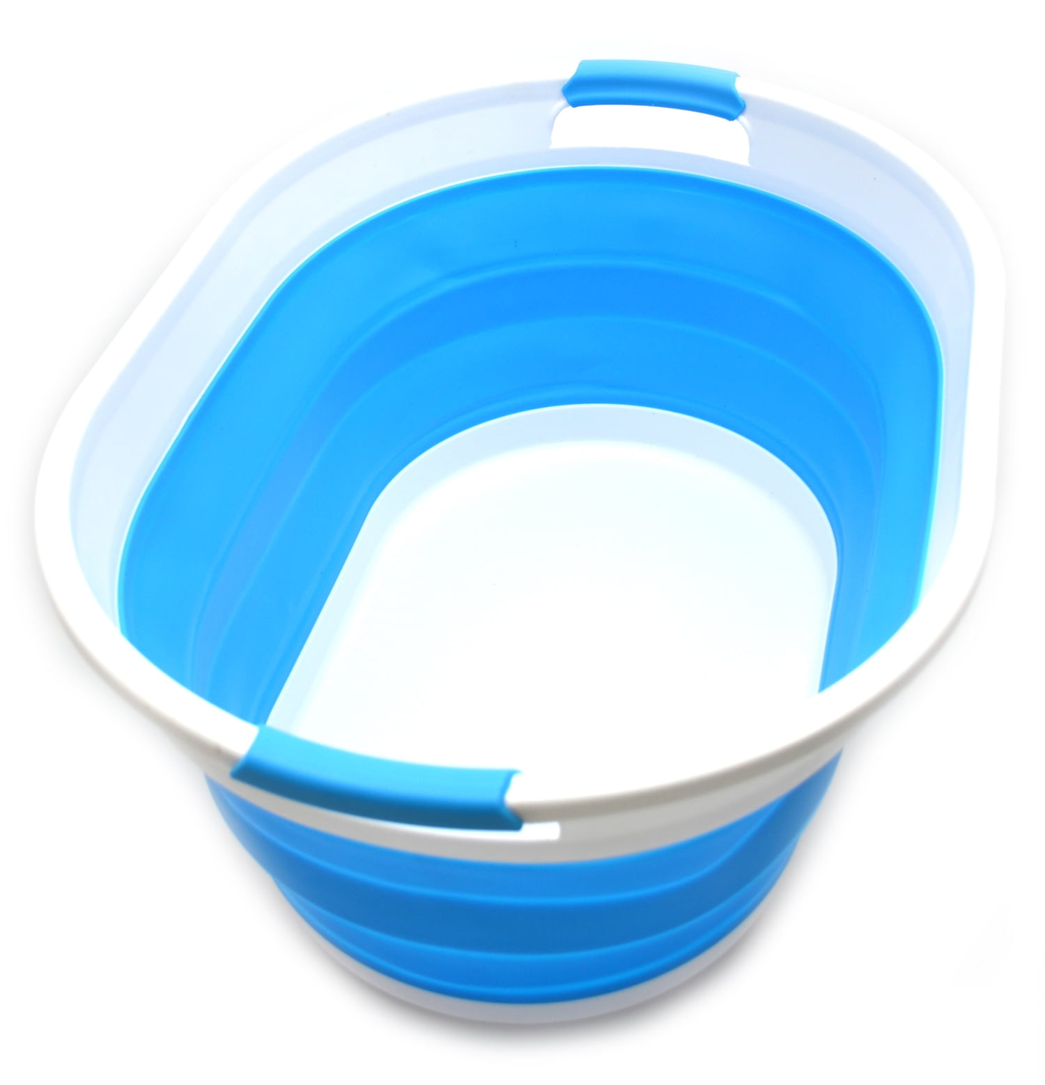 SAMMART Collapsible Plastic Laundry Basket Oval Tub / Basket Foldable Storage Container