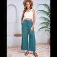 thumbnail image 4 of Pantalones de y Algodón para Mujer, Informales, de Verano, para Playa, con Cordón, Holgados, de Pierna y Bolsillos. Azul y Verde XL, 4 of 9