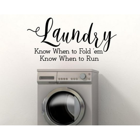 Funny Laundry Quote Fold or Run Wall Stickers Decals Vinyl Lettering Art Home Decor 36x17-Inch Black