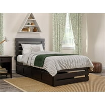 AFI Oxford Solid Wood Twin XL Bed w/ Footboard & Drawers in Espresso