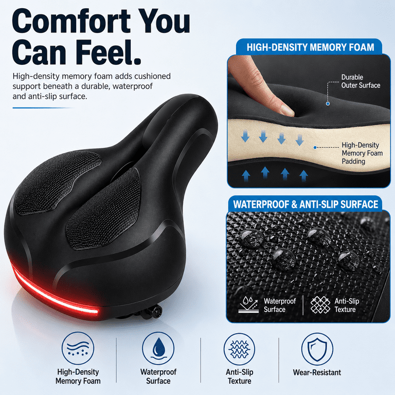 NIUTA Oversized Bike Seat Cushion, Memory Foam Saddle photo 5