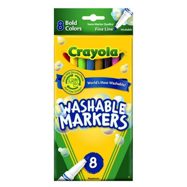 Crayola 8 Count Washable Markers Bold Colors Fine Tip - Walmart.com ...