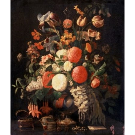 Flower Still Life 17th C Artist Unknown Pushkin Museum of Fine Arts Moscow Russia Canvas Art -  (18 x