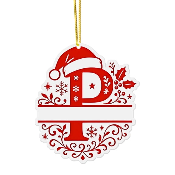 DAMAI 2026 New 26 Christmas Letter Ornaments with Bow Berry Pinecone Christmas ball, 2D Initial Ornaments for Christmas Tree, Personalized Name Decorations with Alphabet Letters for Holiday Decor