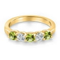 thumbnail image 3 of Gem Stone King 18K Yellow Gold Plated Silver Green Peridot and Lab Grown Diamond Wedding-Bands Ring for Women | 0.96 Cttw | Round 3.5MM | Gemstone August Birthstone | Size 9, 3 of 6