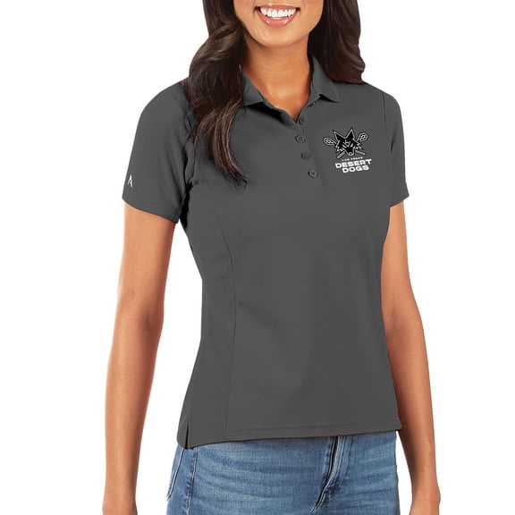 Women's Antigua Gray Las Vegas Desert Dogs Legacy Pique Polo