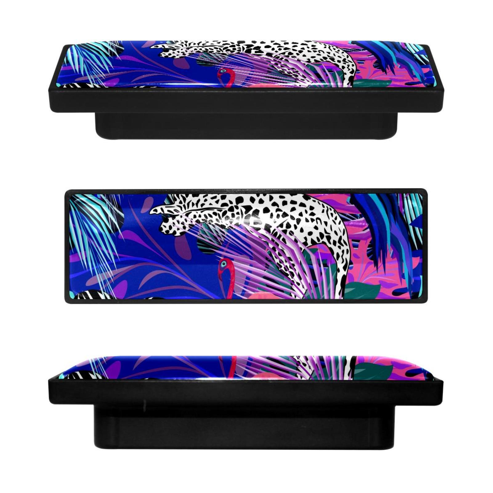 4 Pcs Rectangle Handle Cupboard Knob Drawer Pulls Handle African Animals Birds Drawer