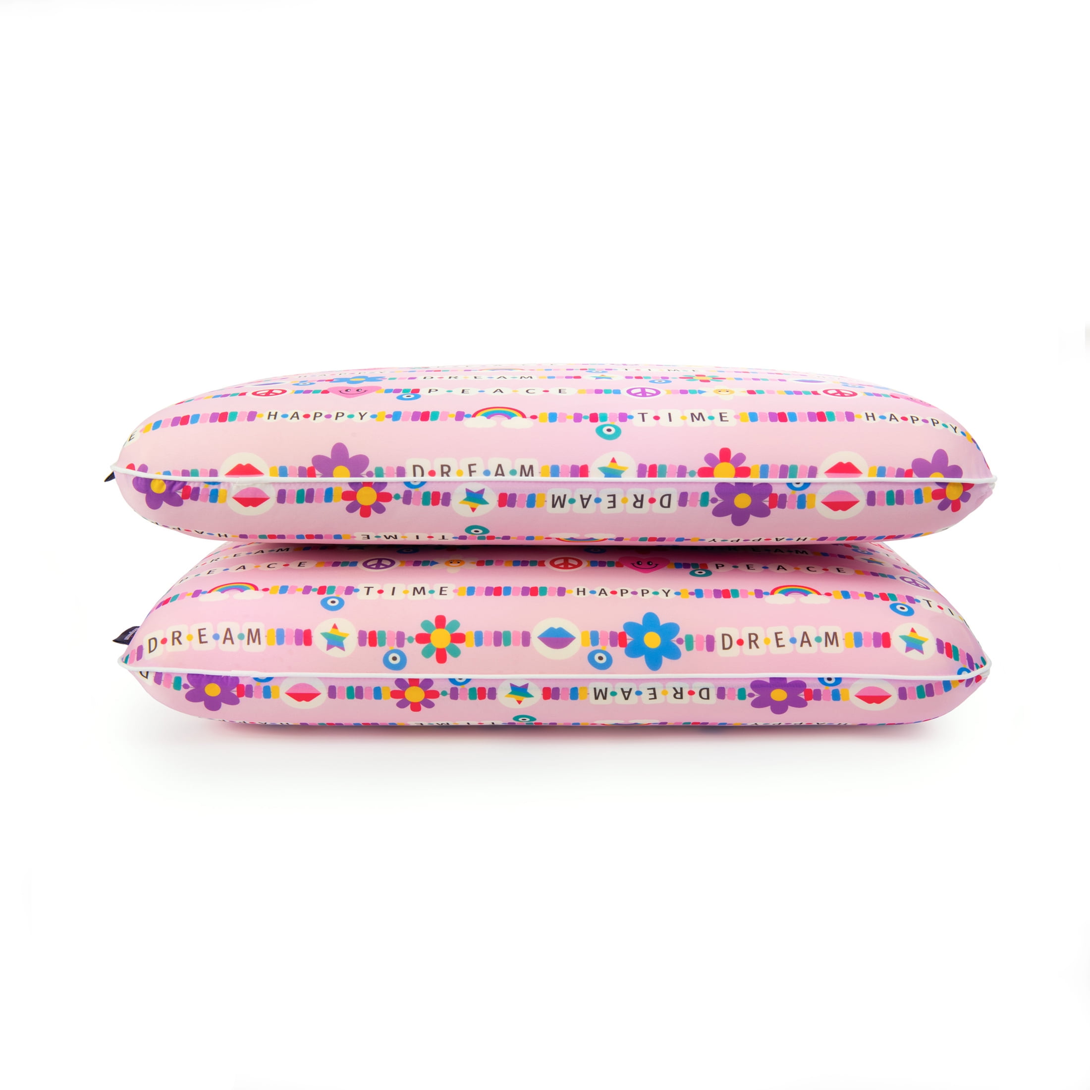 Memory Foam Fun Pillow with Cool-to-The-Touch Cover, Standard/Queen, Pink Friendship Bracelet 2 Pack