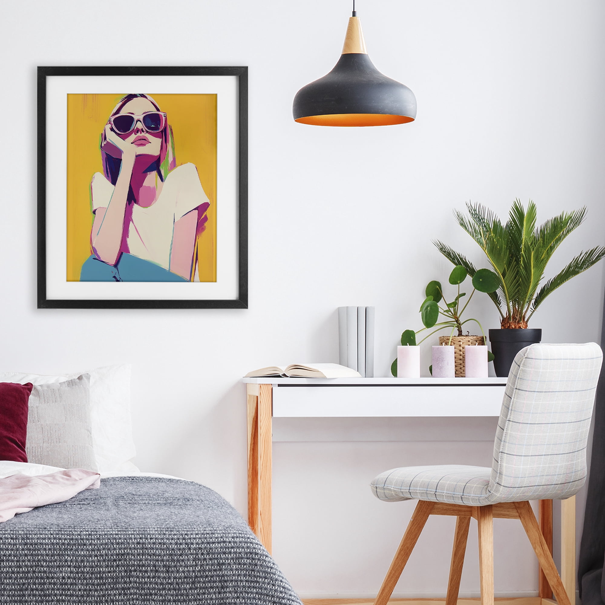 Stupell Industries Chroma Shades Girl Black Framed Print Under Glass, design by Walker Noble