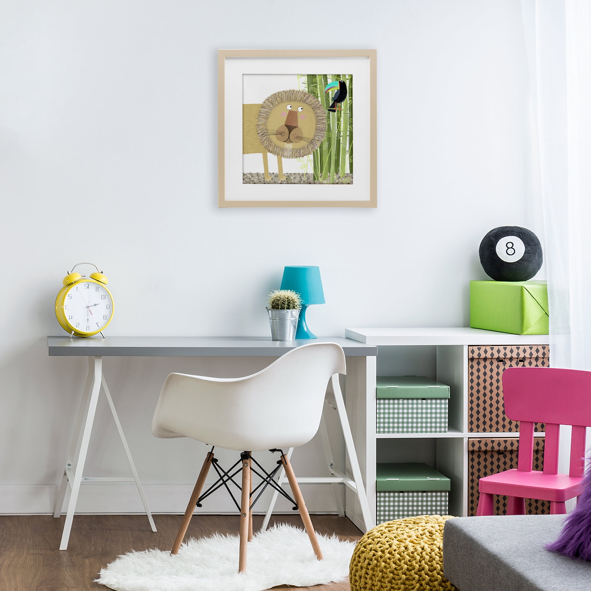 Stupell Industries Lion with Bamboo Trees & Toucan Birch Framed Print Under Glass, design by Carla Daly